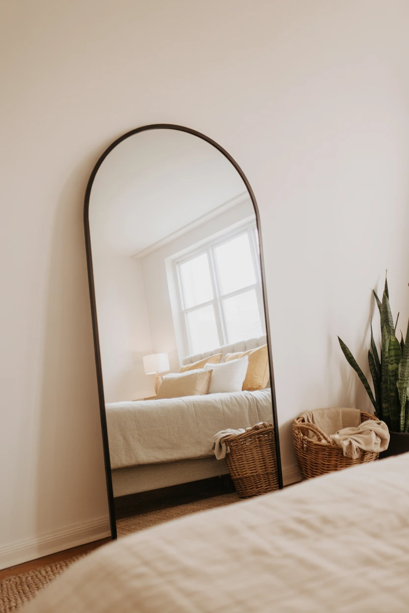 Lean a Full-Length Arched Mirror Against the Wall
