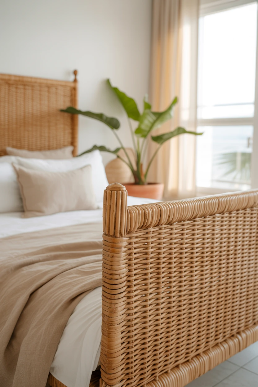 Add Warmth with a Woven Wicker or Rattan Bed Frame