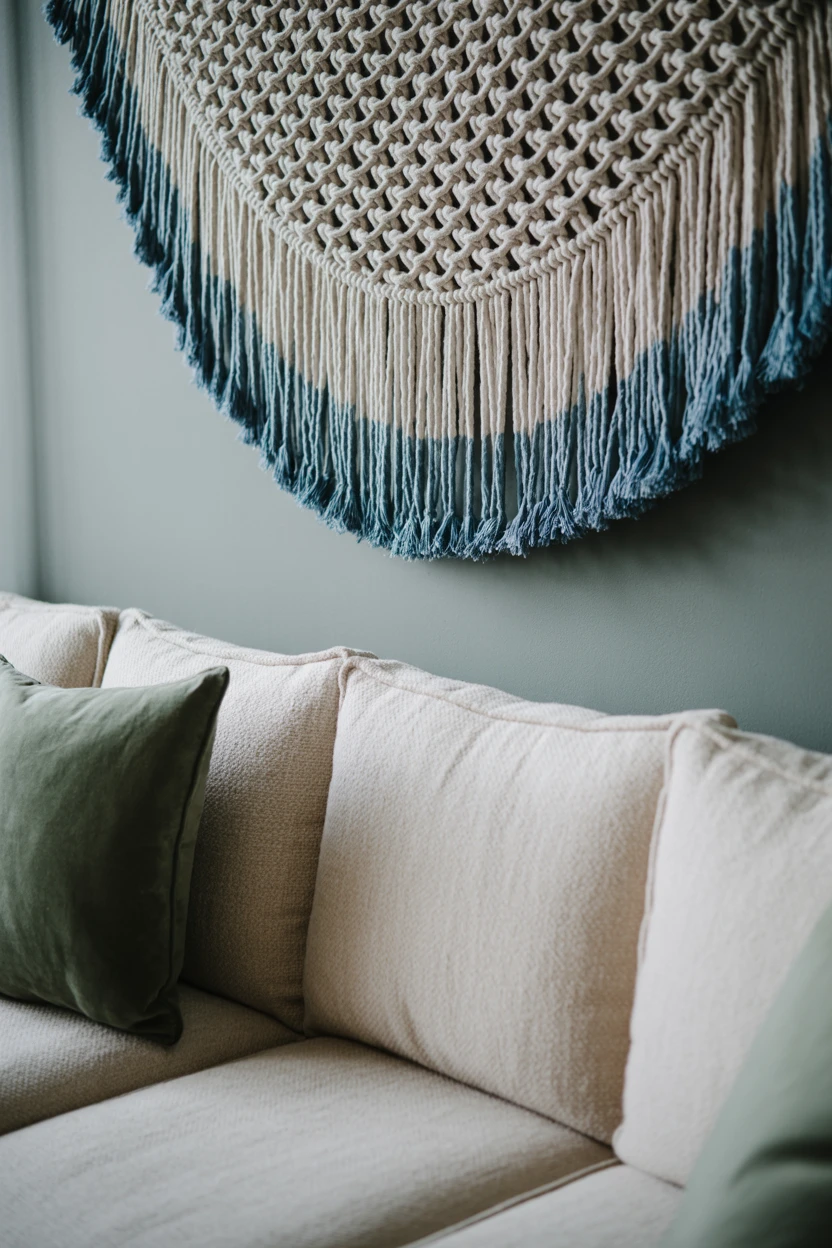 Drape a Macrame Wall Hanging Over the Sofa