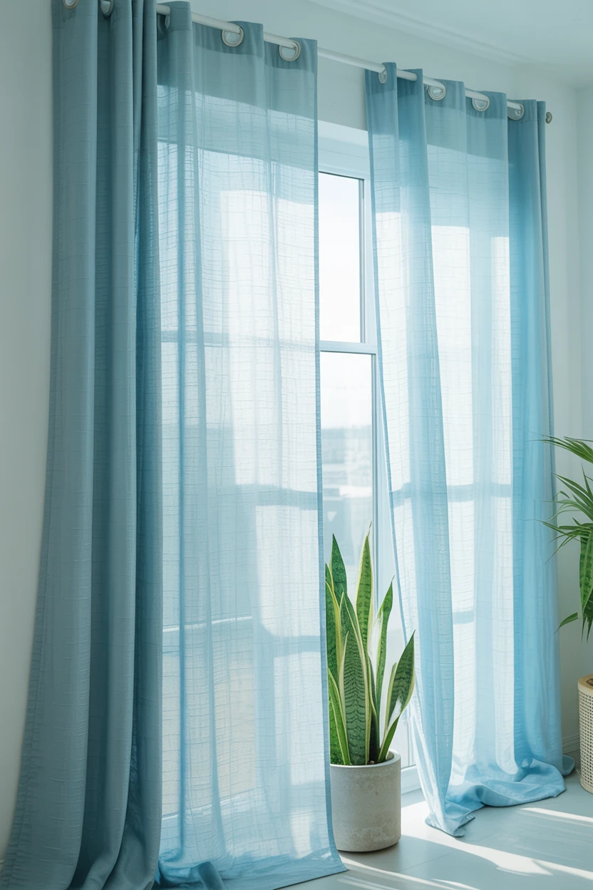 Use Light Blue Linen Curtains for an Airy Feel