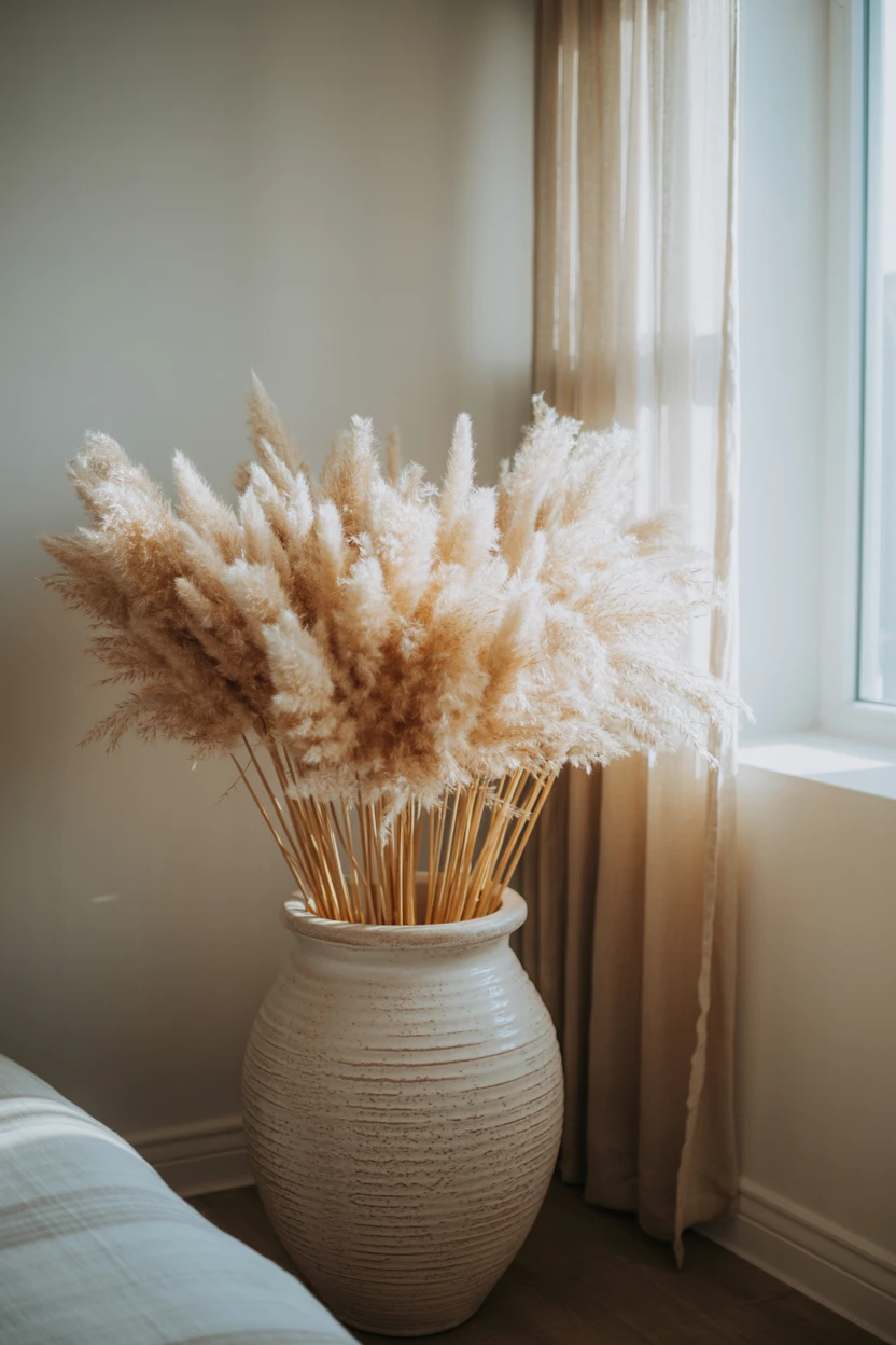 Pampas Grass in a Large Floor Vase