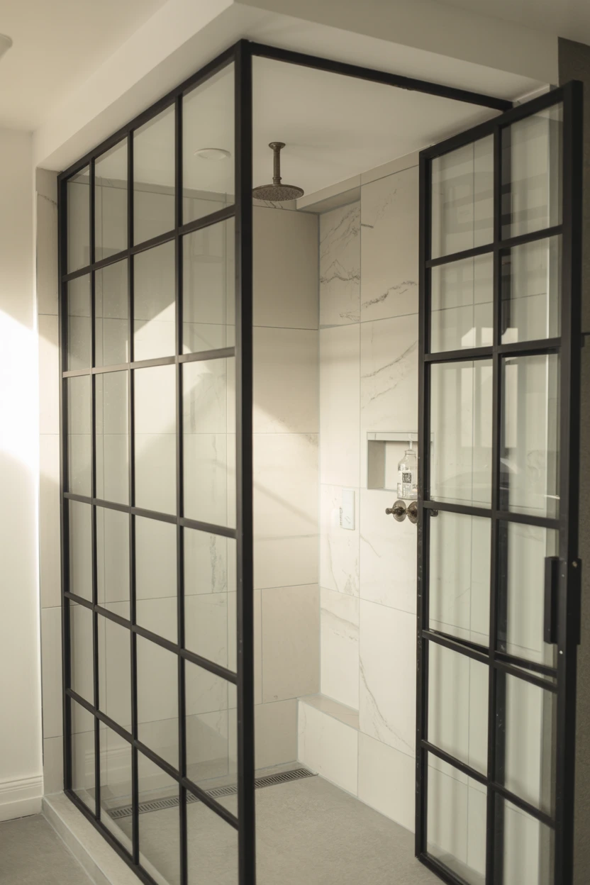 The Black Framed Shower Screen