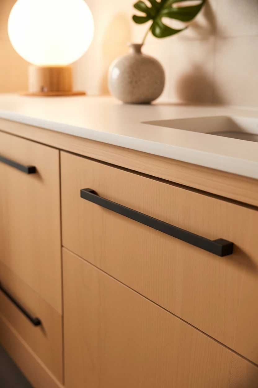 Understated Black Hardware on Cabinetry