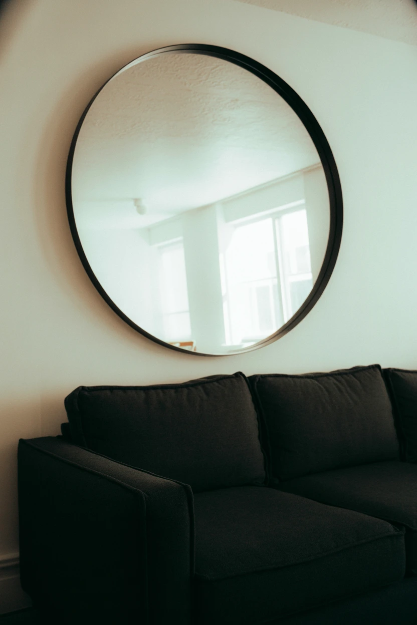 Hang a Large, Round Mirror for Light and Shape