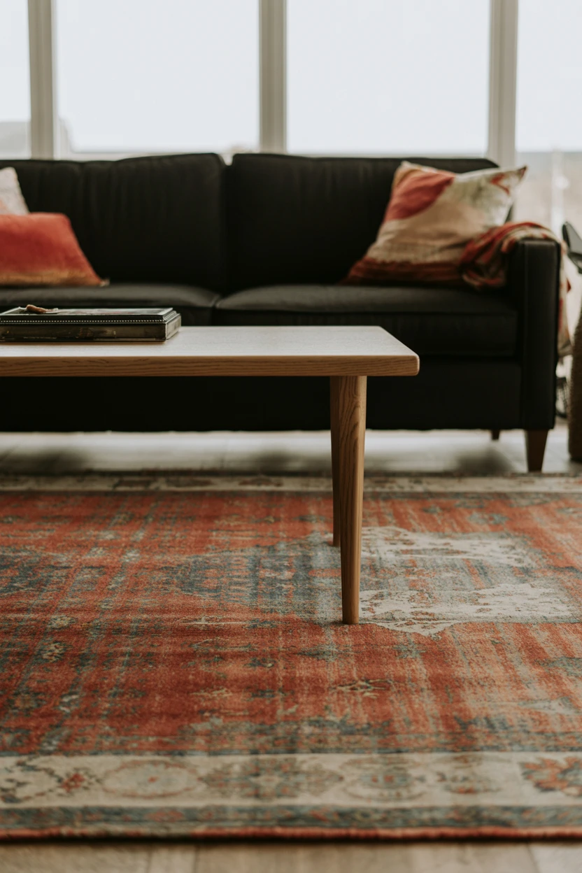 Anchor with a Faded Vintage-Style Persian Rug