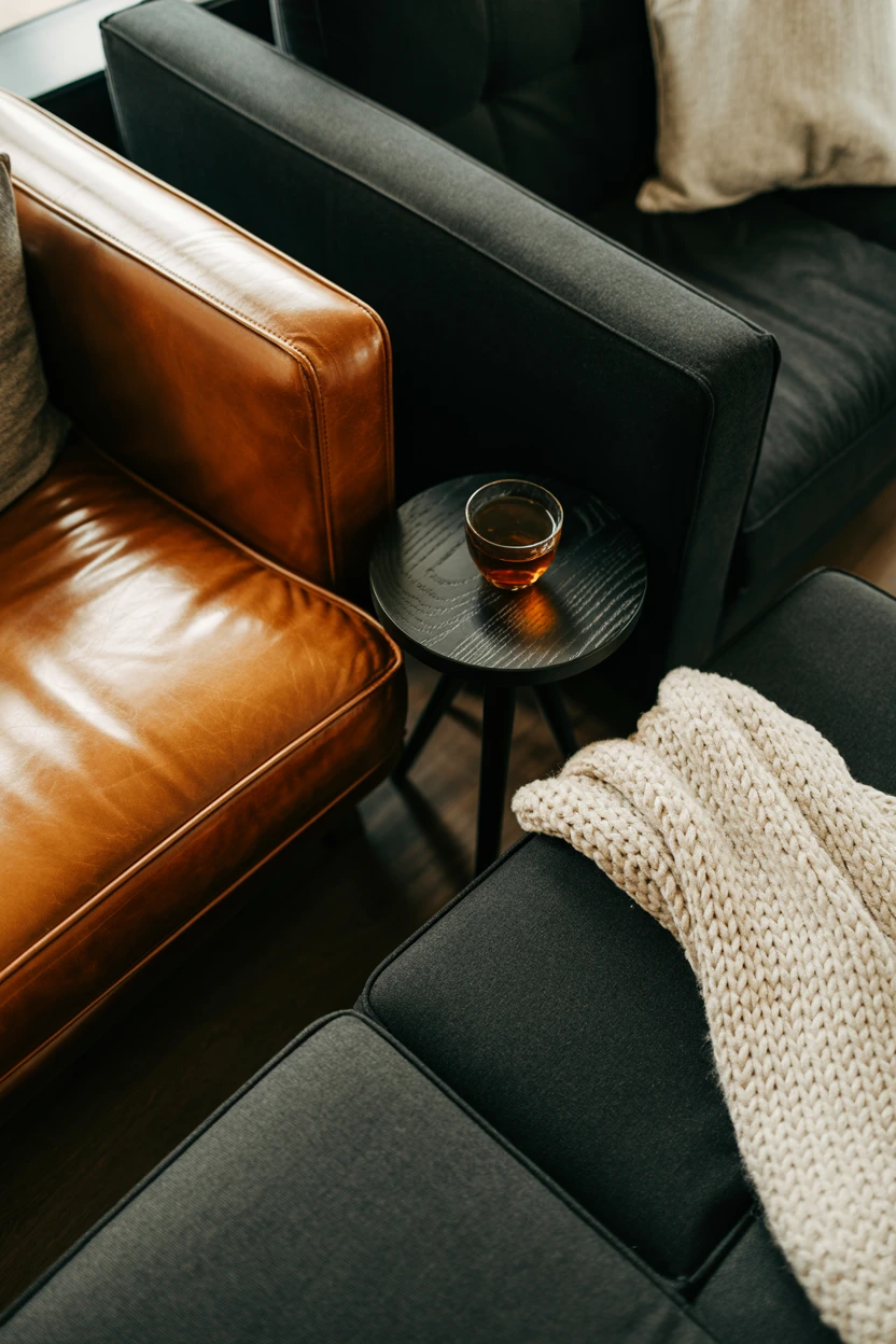 Add Warmth with a Cognac Leather Accent Chair