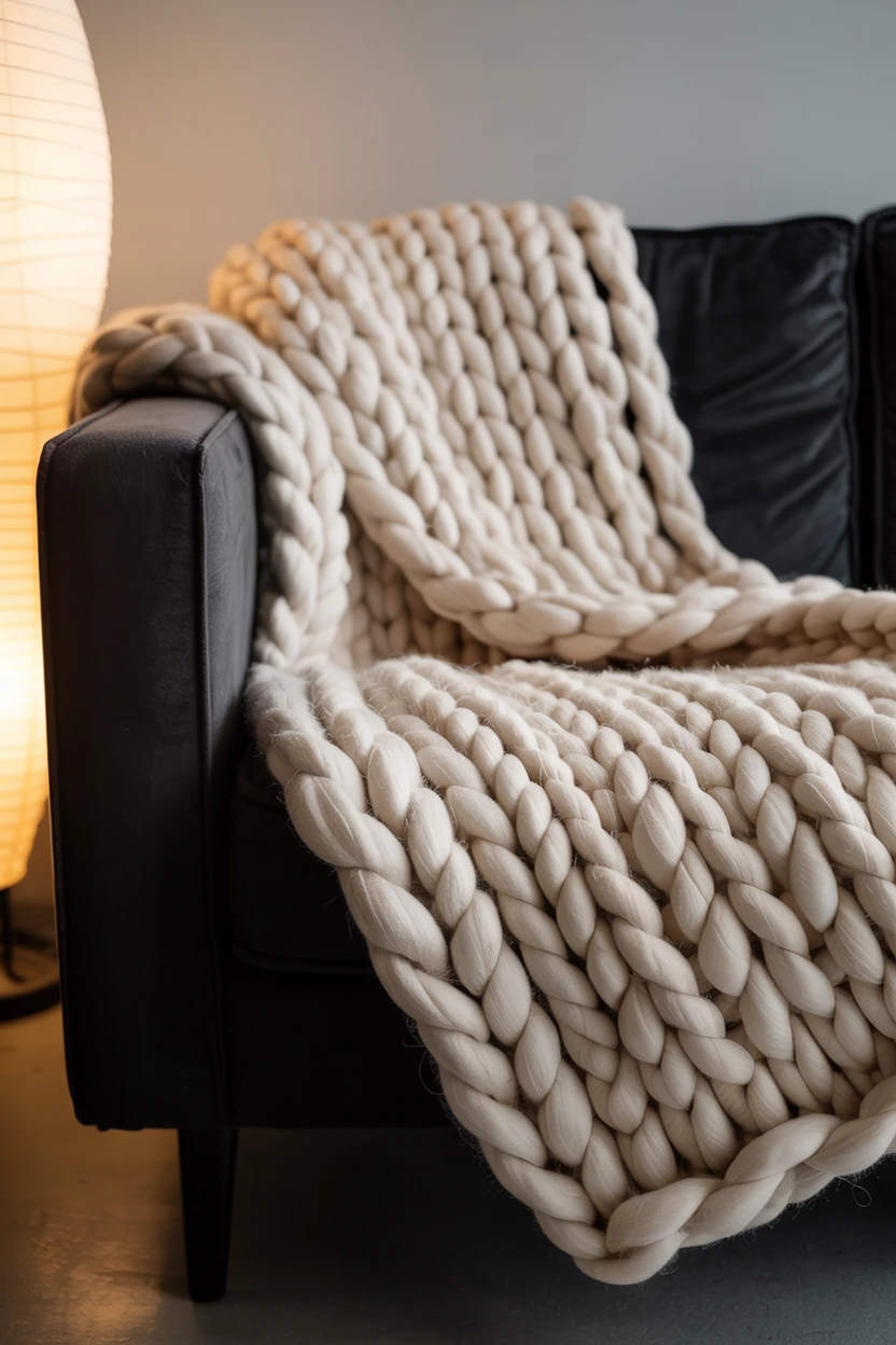 Drape a Chunky Knit Throw for Ultimate Coziness