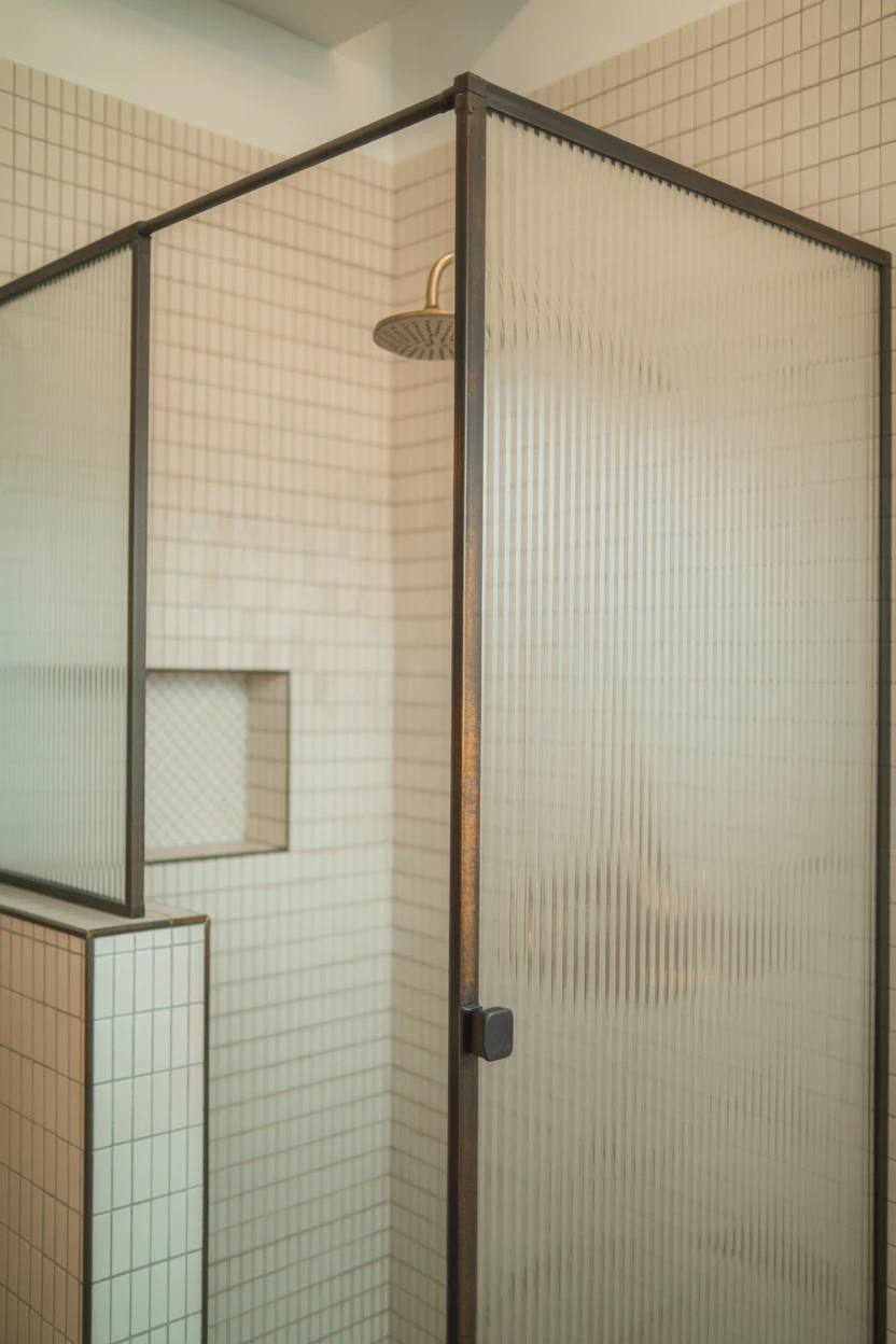 Fluted Glass Shower Partitions