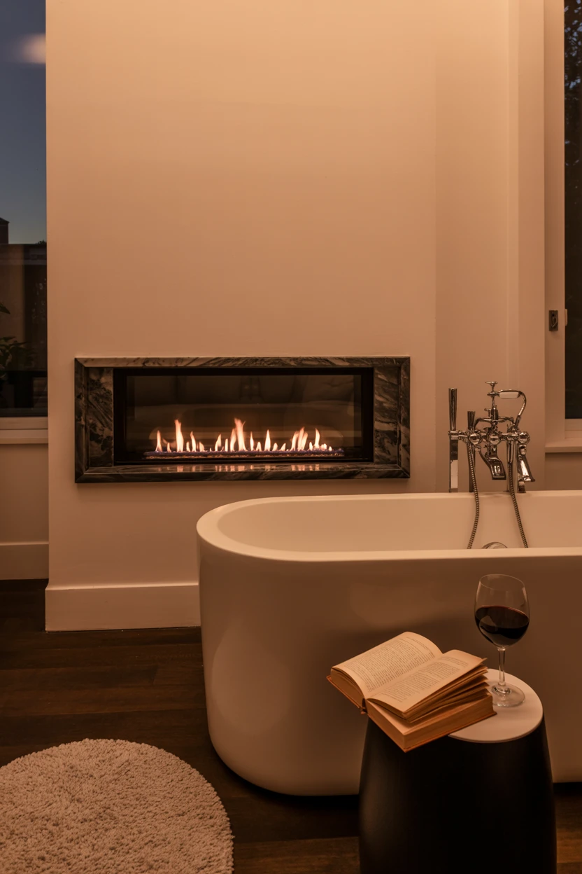 An In-Bathroom Fireplace