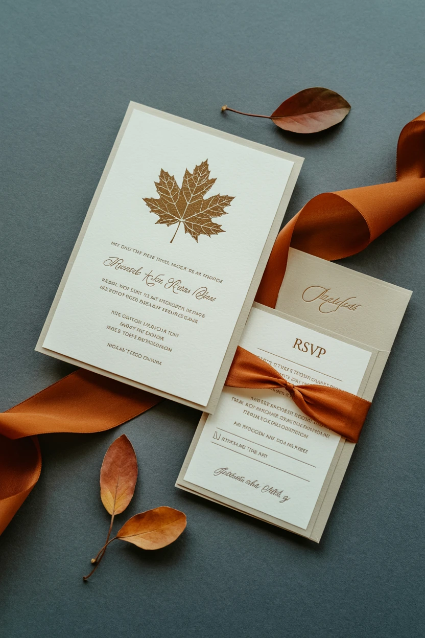 Gold-Foil Leaf Invitations