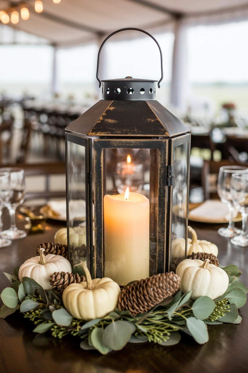 Lanterns as Rustic Centerpieces