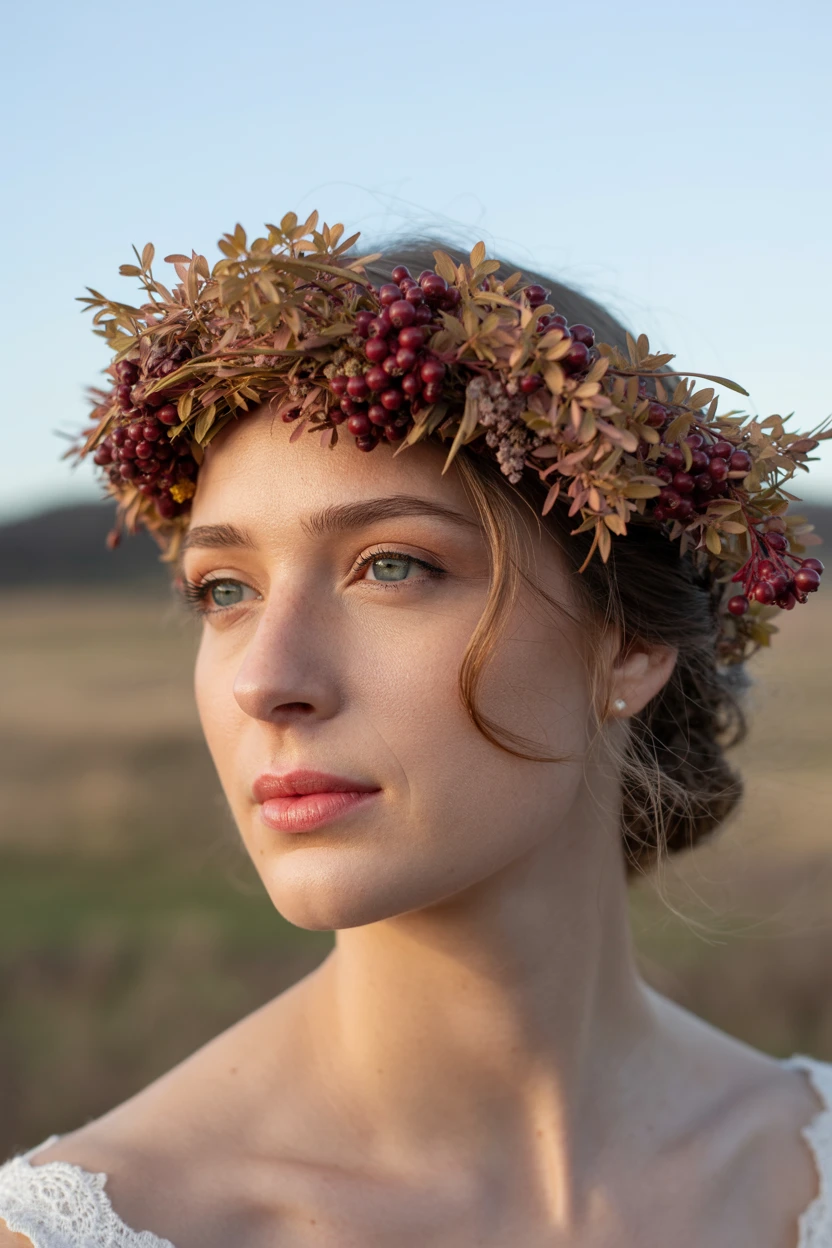 A Delicate Foliage and Berry Crown